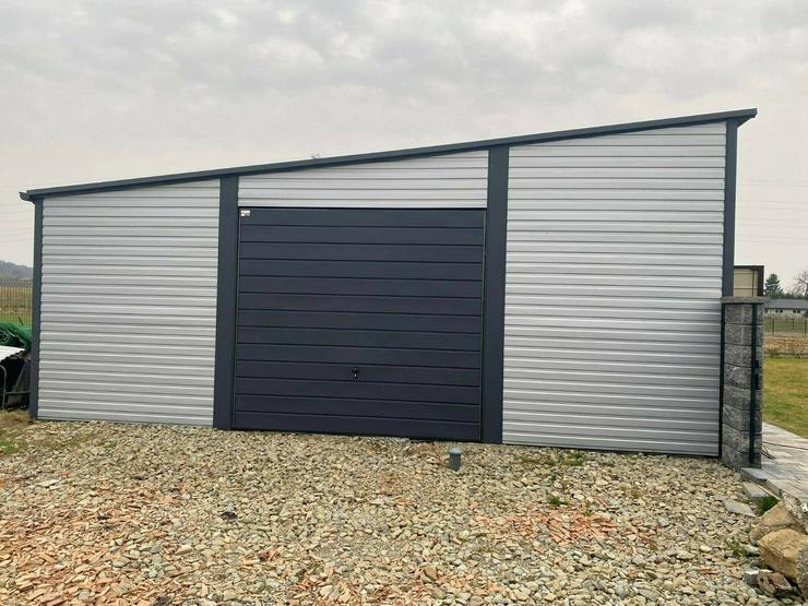 Blechgarage Garage Geräteschupppen 7x7 m verzinkt KFZ Lagerhalle Werkstatt - Garagentore - Bild 1