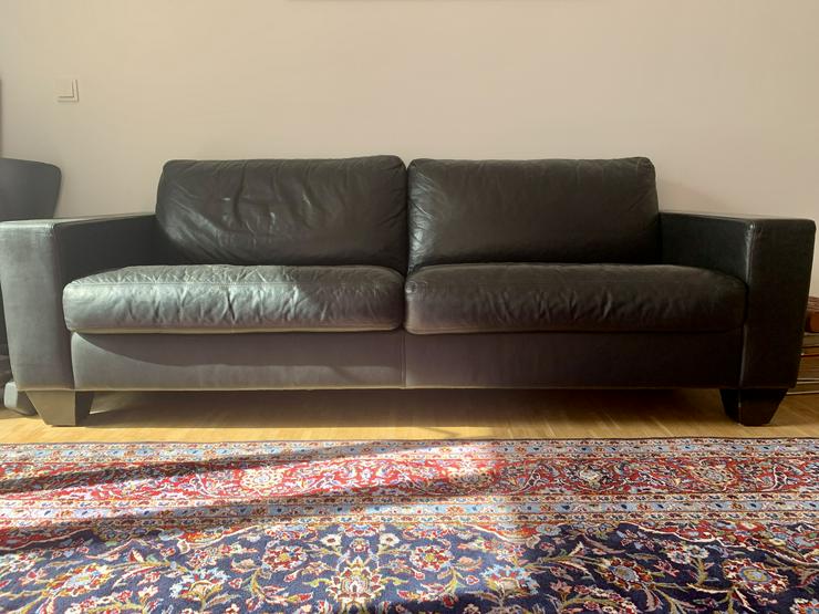 Schwarze Sofa aus Leder - Couch - Bild 1