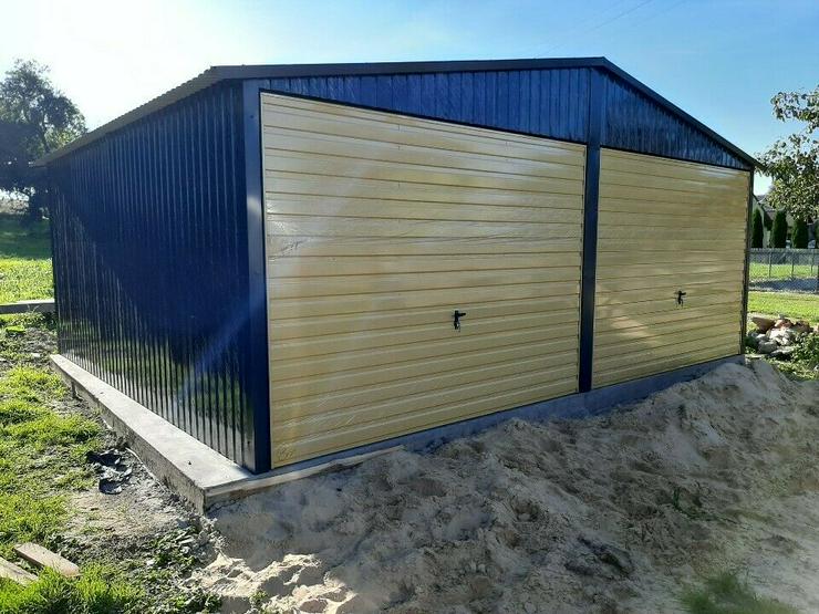 Blechgarage Garage Geräteschupppen 6x5 m verzinkt KFZ Lager Holzoptik