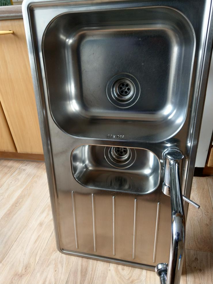 Gebraucht Edelstahl Einbauspüle 89 x 47cm Küchenspüle 1,5 Becken + Armatur - Geschirrspüler - Bild 2