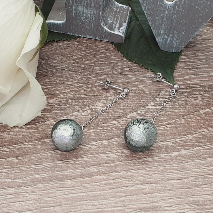 Ohrringe aus 925er Silber mit Muanoglas Perle - Ohrschmuck - Bild 1