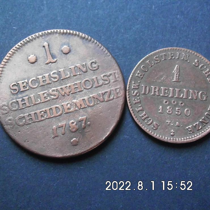 2 Münzen Schleswig Holstein1787+1850  - Europa (kein Euro) - Bild 1
