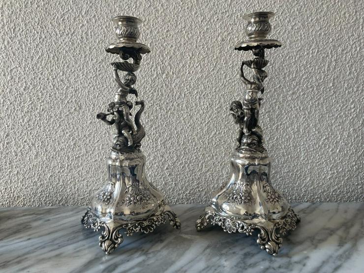 Bild 2: Antik Sterling Silber Kerzenständer mit Figuren