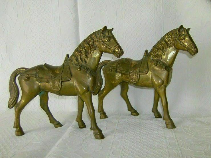 Bild 3: Paar Bronzeskulpturen Figuren Pferd. Gewicht 5,2 kg.