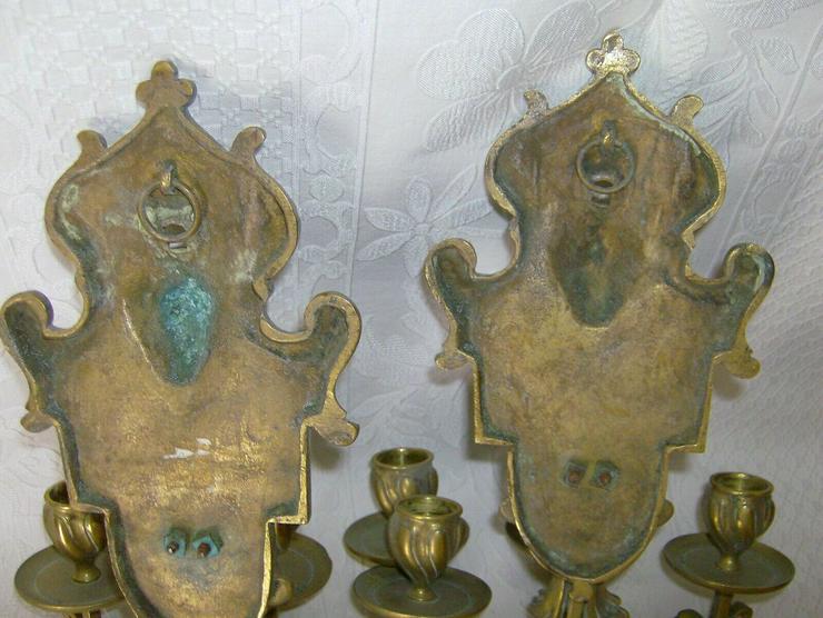 Antik Paar Bronze Wandkerzenhalter Wandkerzenleuchter Engel - Lampen - Bild 11