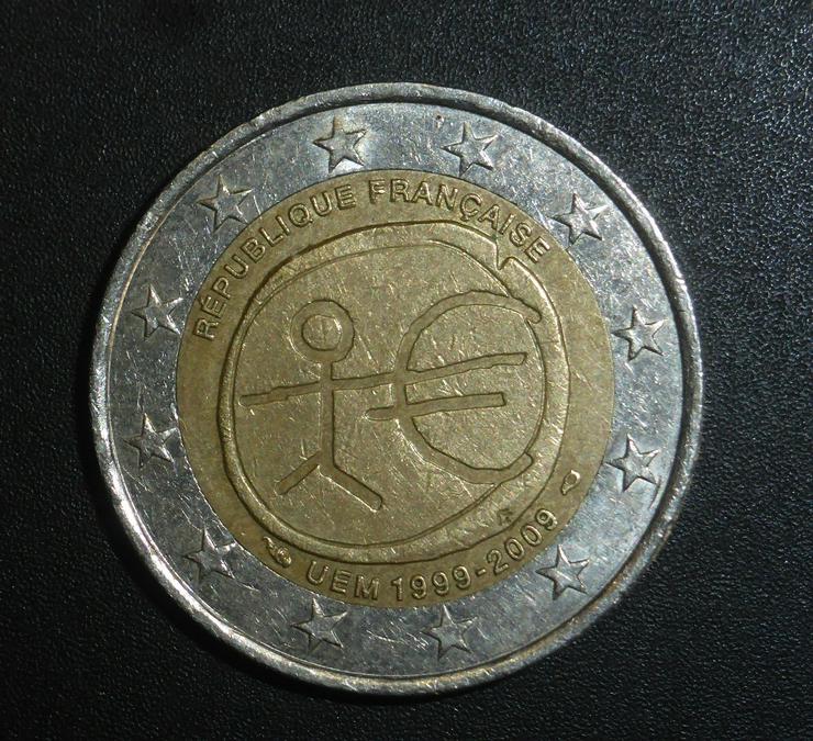 2 Euro Münze Strichmännchen UEM 1999-2009 REPUBLIQUE FRANCAISE