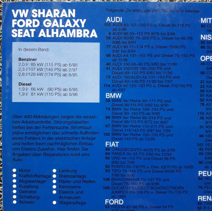 Bild 2: Buch Reparaturanleitung VW Sharan, Ford Galaxy, Seat Alhambra
