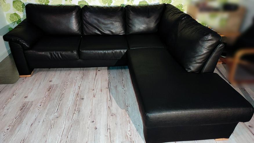 Kunstleder-Sofa, Ecksofa (schwarz, 250x220 cm)