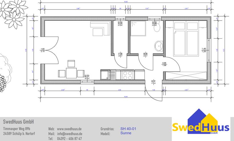 Bild 10: SwedHuus Mobilheim Modell Sunne - 40m² - Schwedenhaus Made in Germany 10x4m NEU