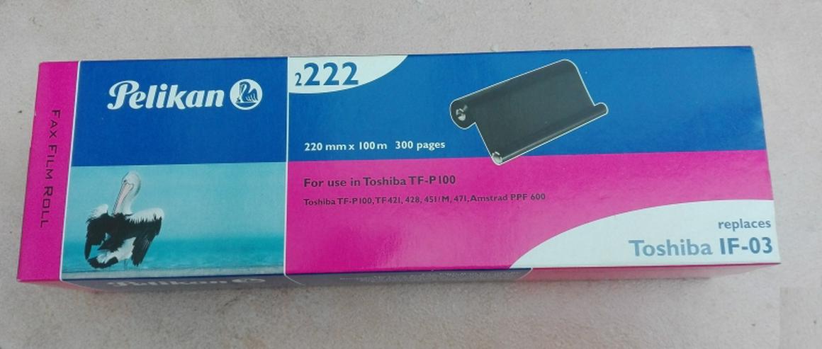 Pelikan Gr.2222 für Toshiba Fax TF 421 428 451 471 TF-P100, IF-03, IF03, ca.300 Seiten, 220mm x 100m - Faxgeräte - Bild 1