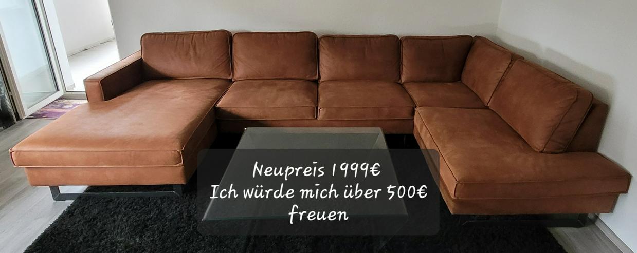 Luxus Wohnlandschaft " Pinto " Cognacbraun Sofa Couch