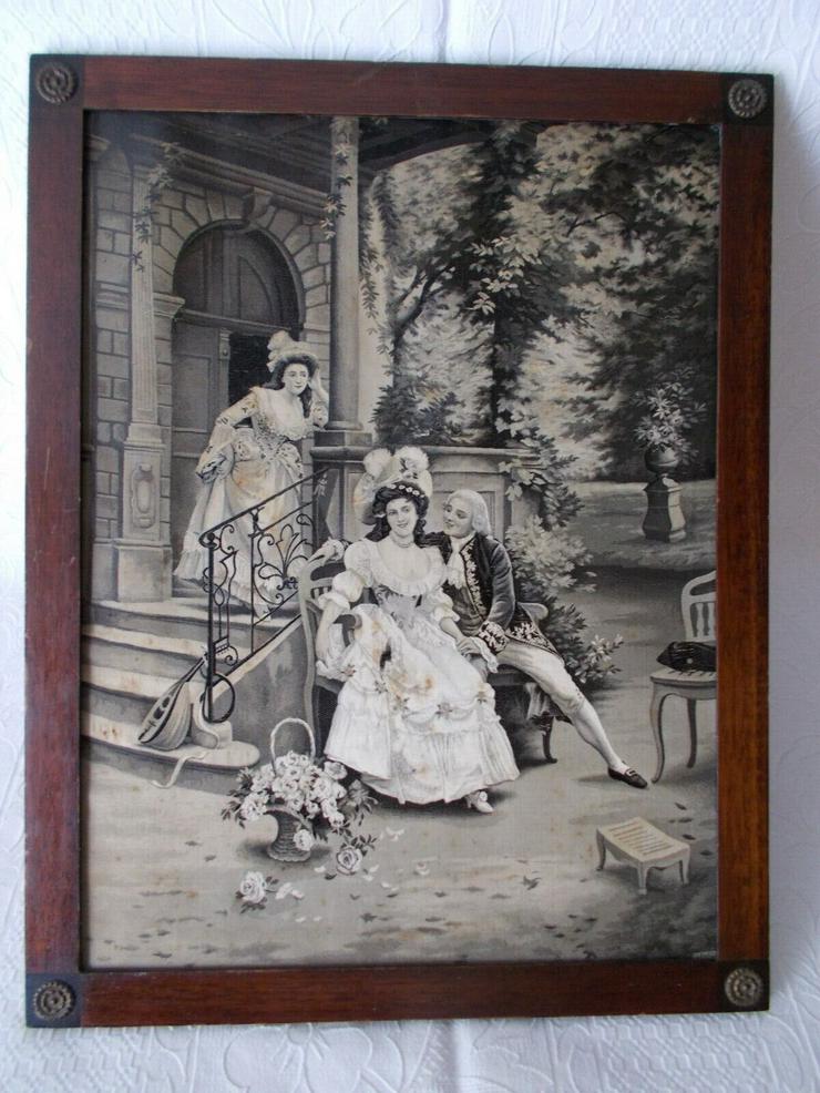 Bild 2: Jules Girardet. Alter Bild Gravur auf Seide. 36 x 46 cm.