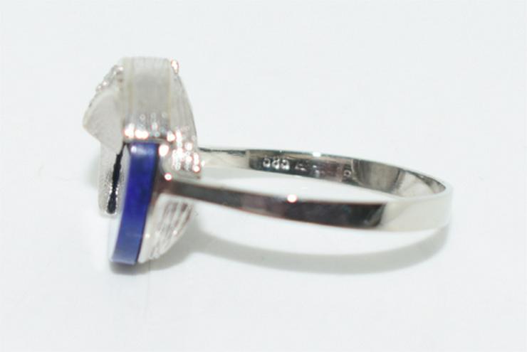 Lapislazuli Ring mit 5 × 0,04 Diamanten W/SI in 585er-Weißgold - Ringe - Bild 4