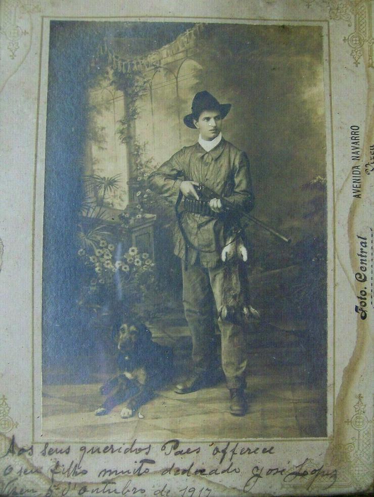 Antik Foto Jäger mit Gewehr und Hund 1917 Jahr - Poster, Drucke & Fotos - Bild 5