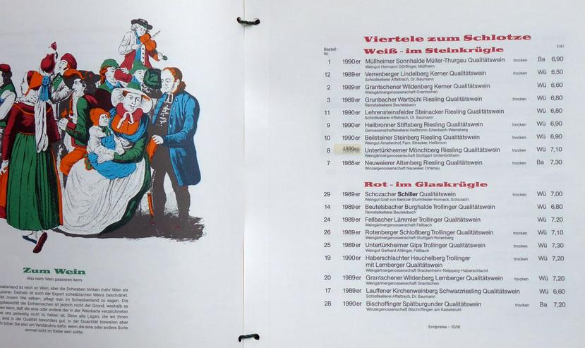 Speisekarte vom Zeppelin Stüble in Stuttgart von 1991, quadratisch - Bücher & Zeitungen - Bild 2