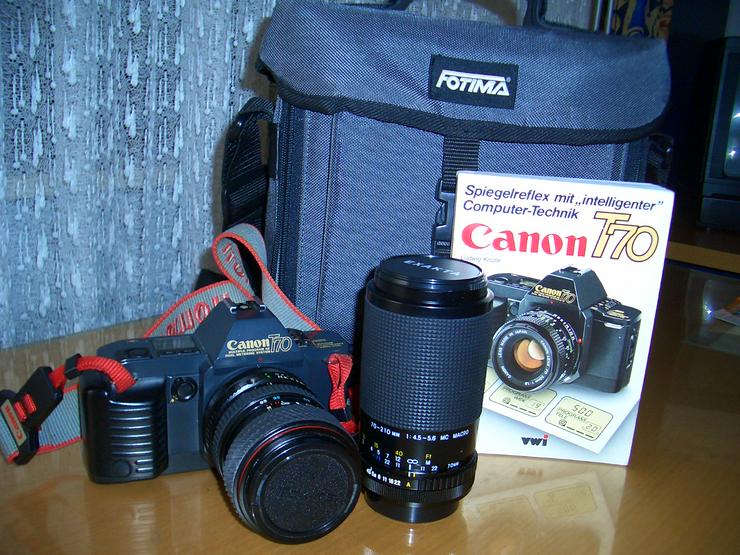 Canon T70 Spiegelreflexkamera mit Blitzgerät Canon Speedlite 277T