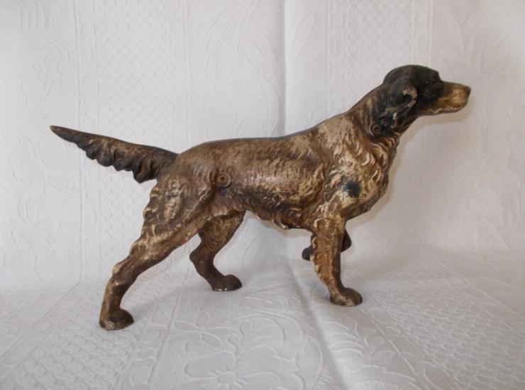 Bild 1: Jagdhund. Hund. Alter Metall Skulptur Figur. Gewicht  3,8 kg.