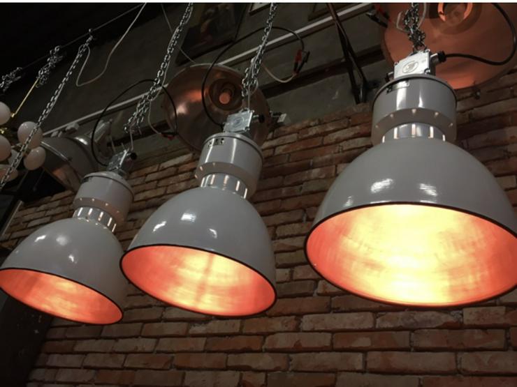 Bild 1: Drei stück luxuriös Industrielampen fabriklampen 50 ér Jahren 