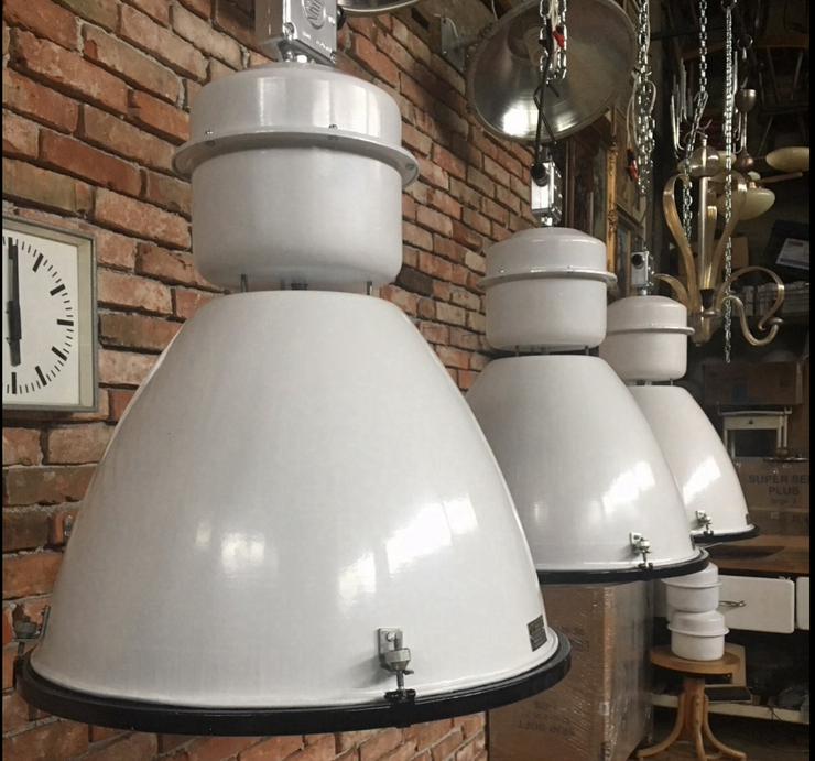 Bild 7: Drei stück Industrielampen mit Glaß fabriklampen 50 ér Jahren 