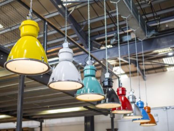 Bild 12: Drei stück Industrielampen mit Glaß fabriklampen 50 ér Jahren 