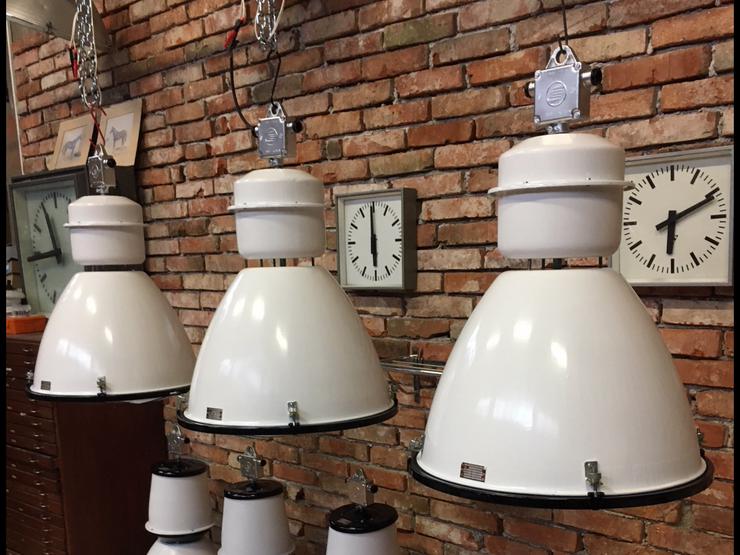 Bild 9: Drei stück Industrielampen mit Glaß fabriklampen 50 ér Jahren 