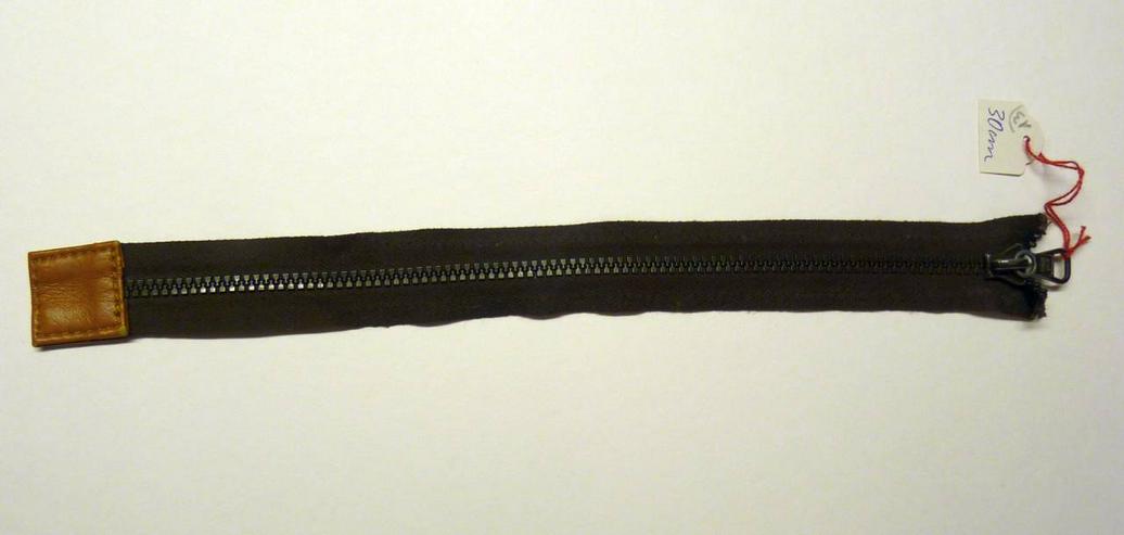 1 brauner Reissverschluss mit Lederecke 30 cm lang neu