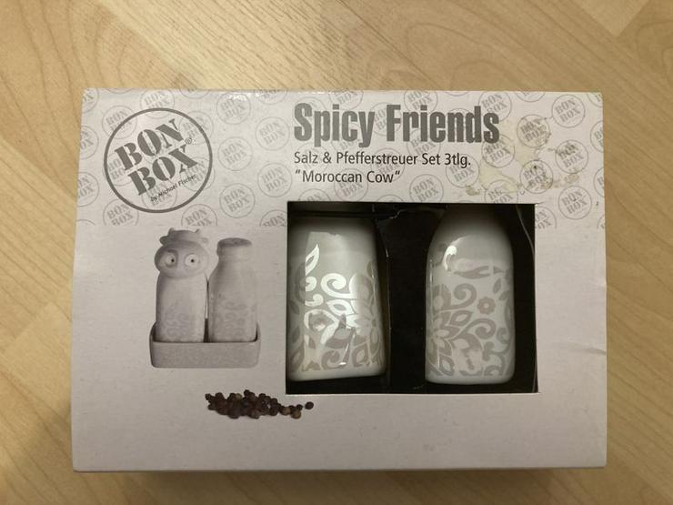 Bild 2: UNBENUTZT Spicy Friends Salz- und Pfefferstreuer mit Tablett