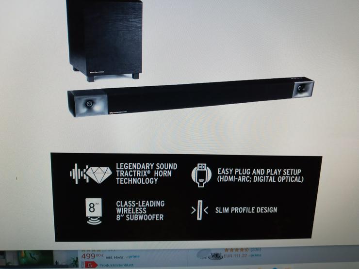 Bild 14:  Klipsch Cinema 400 Soundbar mit Wireless Subwoofer -neu 409 €