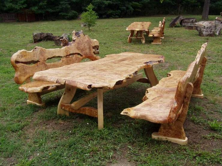 Rustikale Massivholz Tische und Bänke - Kompletteinrichtungen & Essgruppen - Bild 5