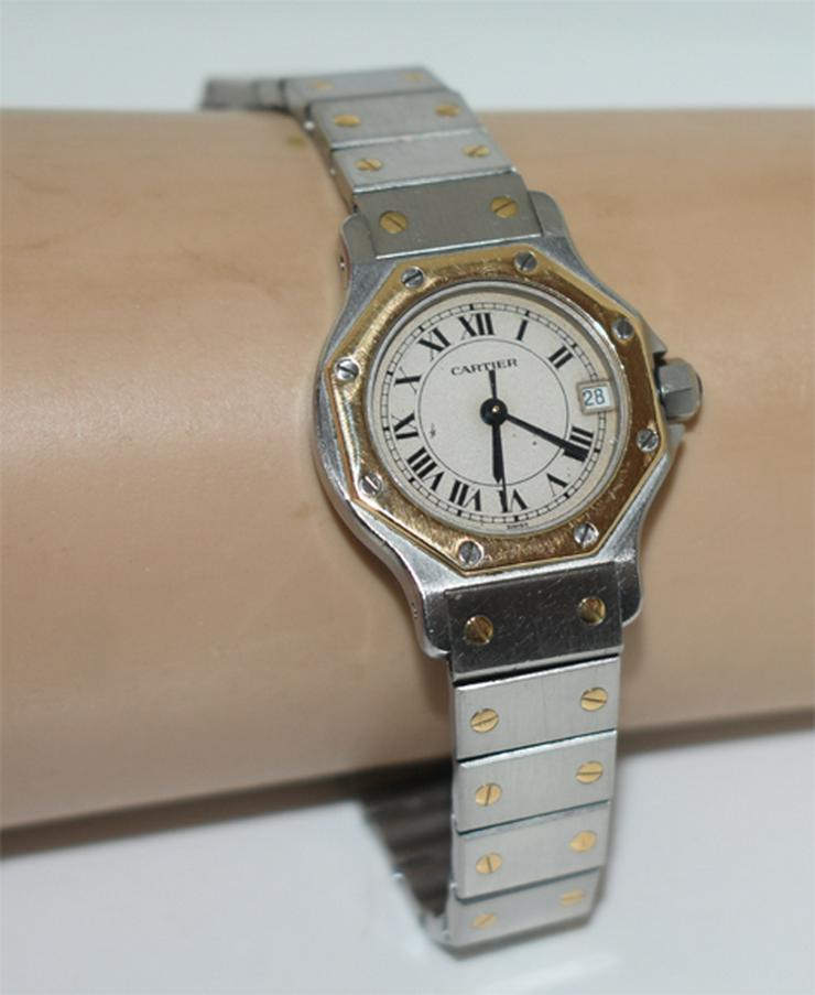 Cartier Santos Damenuhr Ronde-Stahl Gelbgold Armband Stahl