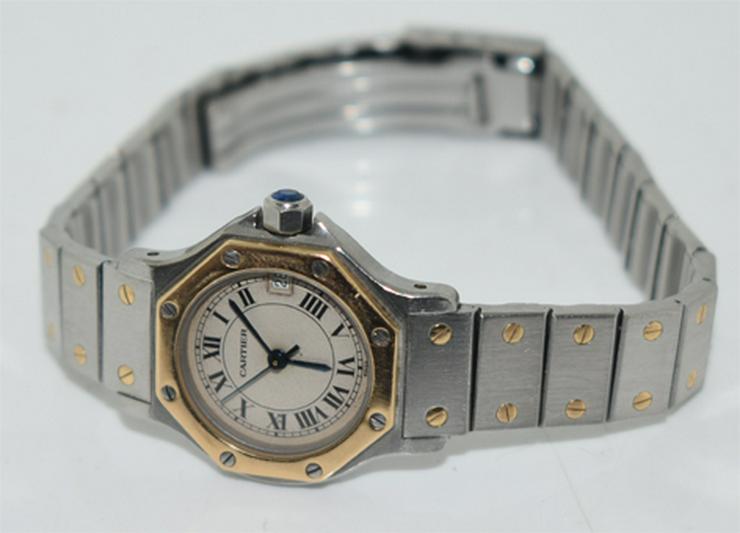 Cartier Santos Damenuhr Ronde-Stahl Gelbgold Armband Stahl - Damen Armbanduhren - Bild 3