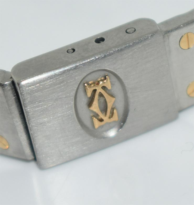 Cartier Santos Damenuhr Ronde-Stahl Gelbgold Armband Stahl - Damen Armbanduhren - Bild 4