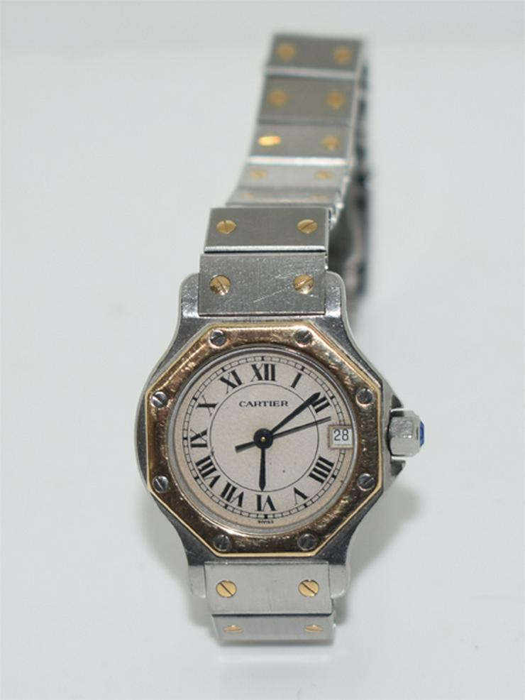 Cartier Santos Damenuhr Ronde-Stahl Gelbgold Armband Stahl - Damen Armbanduhren - Bild 2