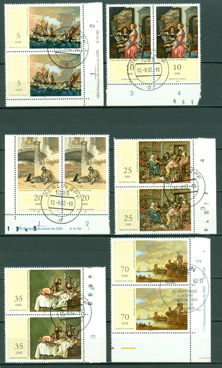 Bild 1: DDR gestempelt Nr. 2726-31 Randstücke mit Druckervermerk wie auf dem Bild zu sehen