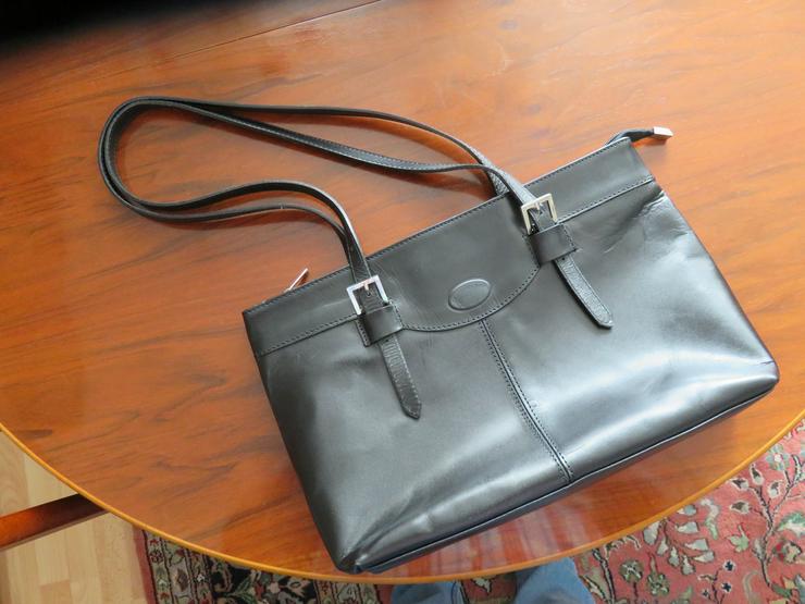Bild 1: Damenhandtasche schwarz echt leder