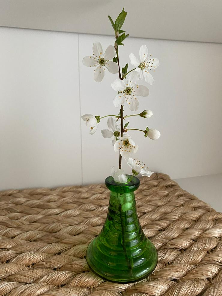 Bild 2: kleine grüne Blumenvase / Kerzenständer (18 Stück)