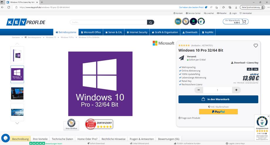 Microsoft Windows 10 Pro 32/64 Bit Vollversion + Produkt-Key - Betriebssysteme - Bild 2