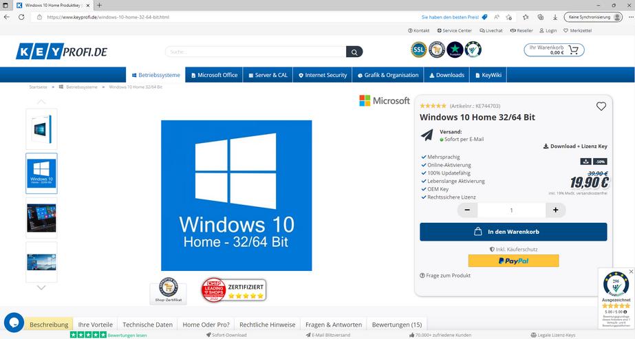 Microsoft Windows 10 Home 32/64 Bit Vollversion + Produkt-Key - Betriebssysteme - Bild 2