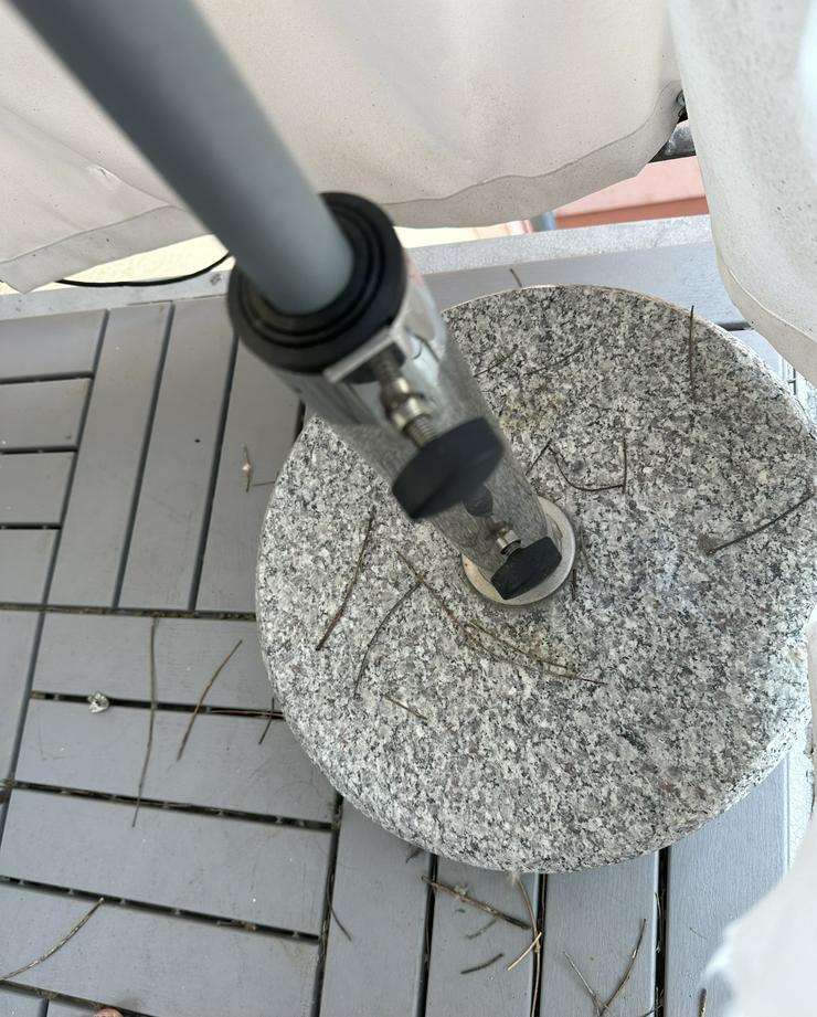 Parasol stand (marbling-look granite) + umbrella (cream) - Sonnenschutz - Bild 2