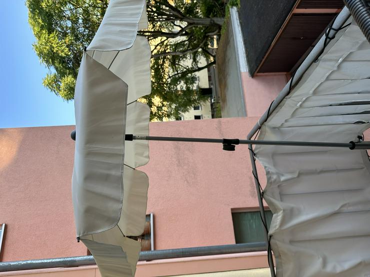 Parasol stand (marbling-look granite) + umbrella (cream) - Sonnenschutz - Bild 1