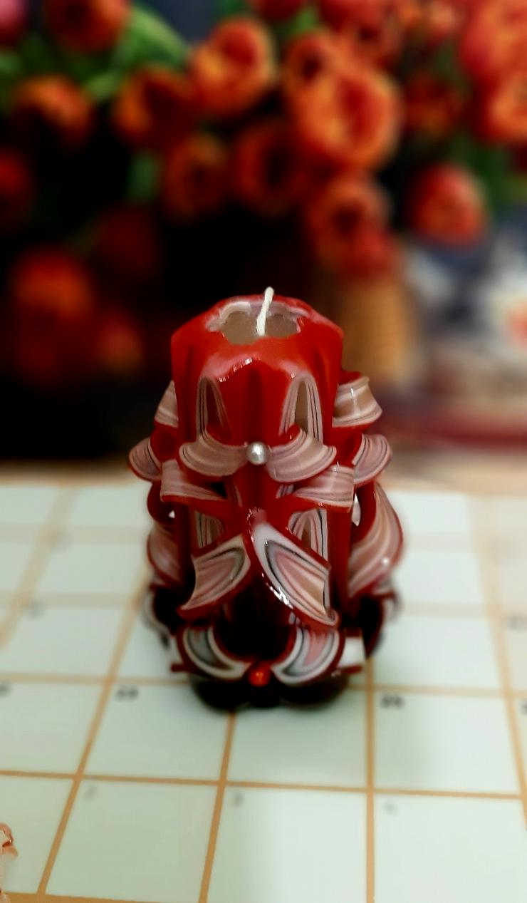 Bild 3: Kerze, geschnitzte handgemachte Kerze, Kerze als Geschenk.