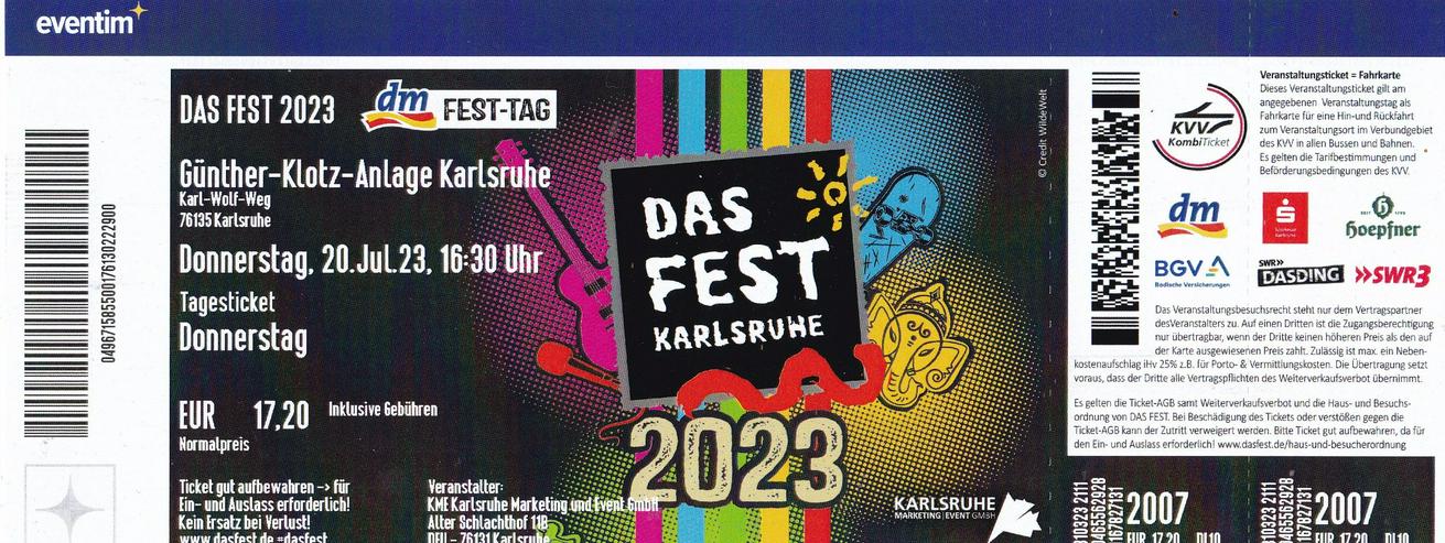"Das Fest" Karlsruhe Donnerstag 20.7.2023