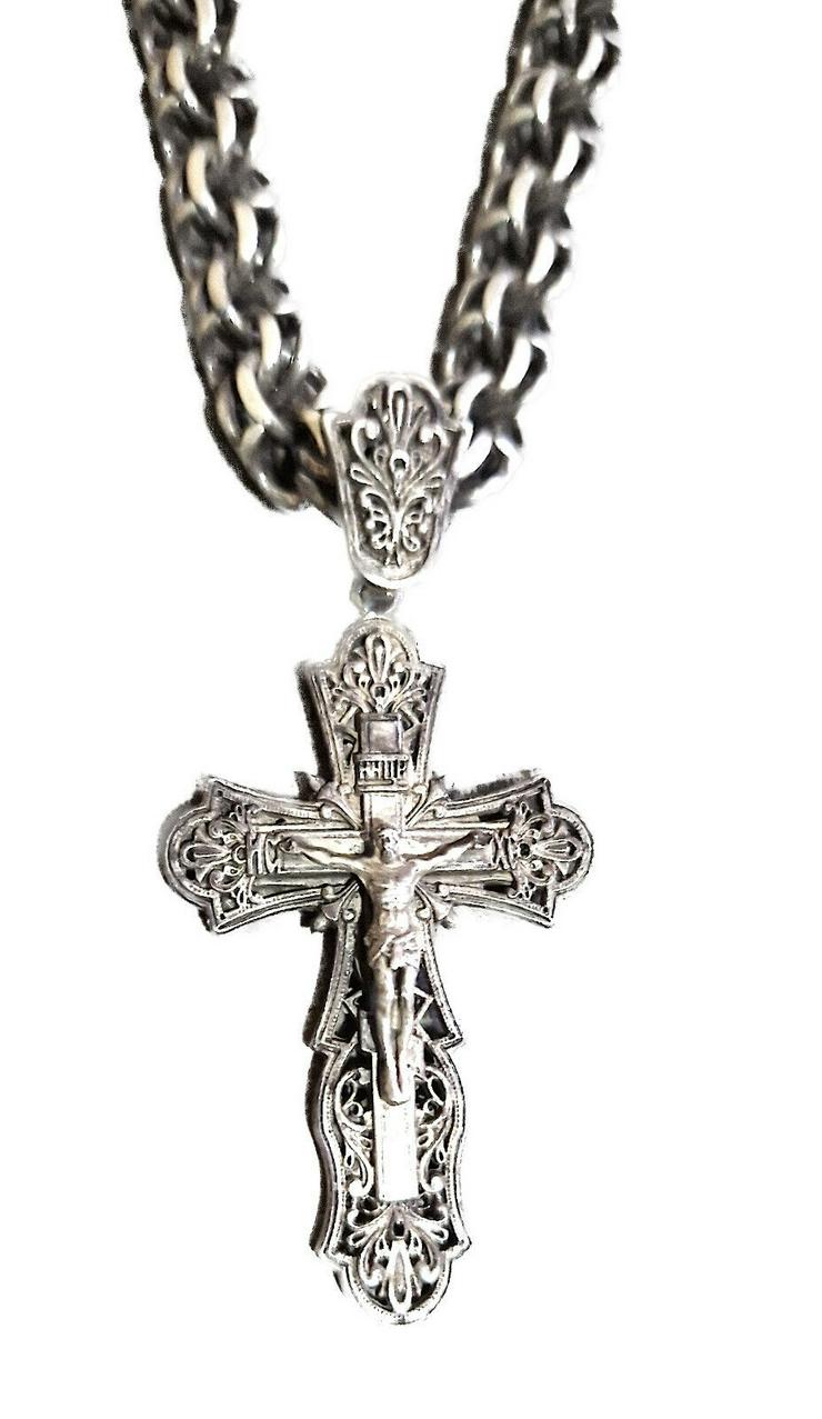 Silber Halskette mit Anhänger Orthodox Kreuz