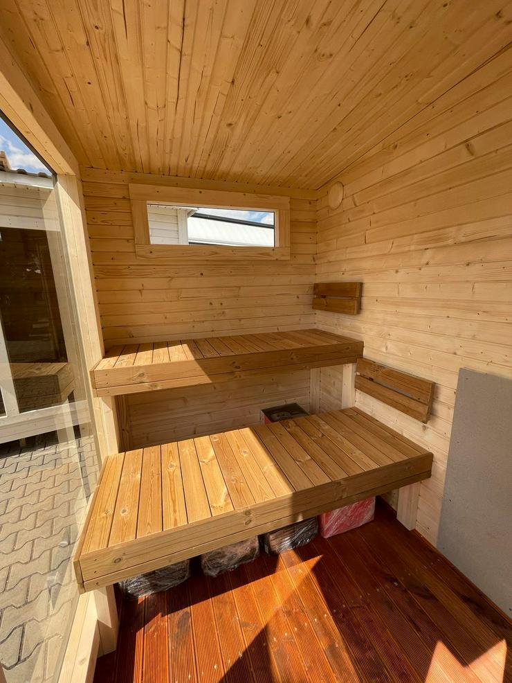 Bild 4: Gartensauna "S-Box" Sauna Saunafass Wellness Terrasse