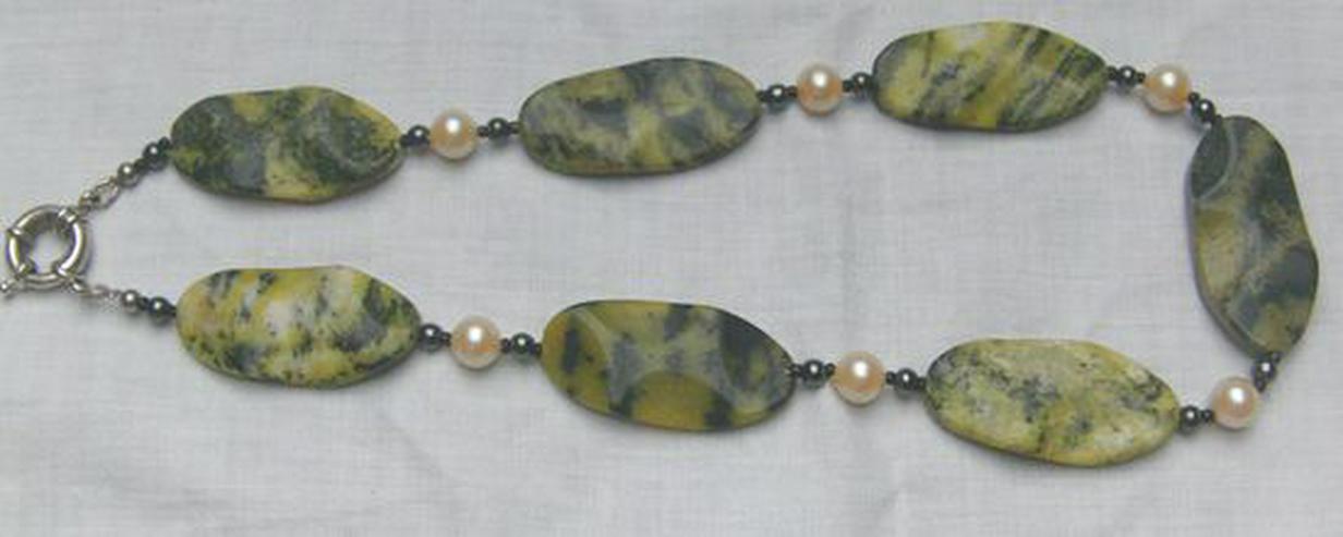 Bild 2: Silberschmuck, Halskette, Türkis, Zuchtperle, Hämatit