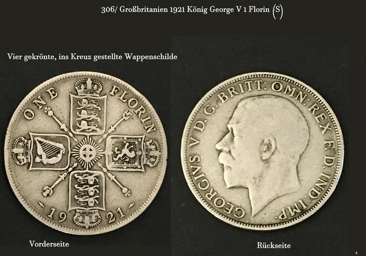 Großbritannien 1921 König Georg VI.(Florin) Silber, siehe Bild /306