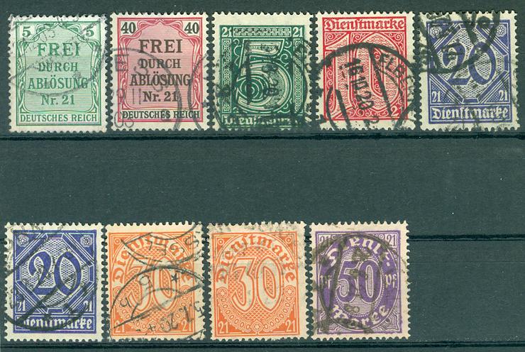 Deutsches Reich gestempelte Dienstmarken aus Nr. 3-21 genau wie auf dem Bild zu sehen. - Deutschland - Bild 1