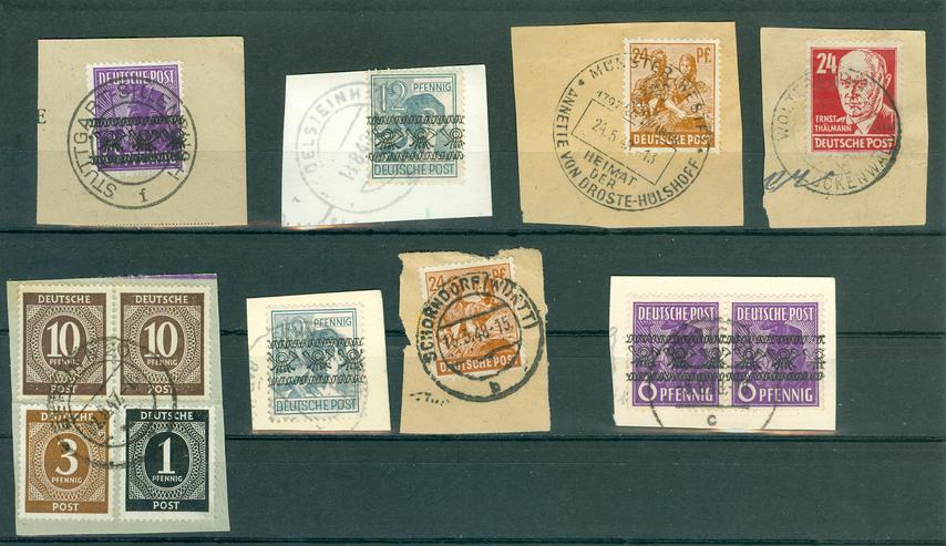 Bild 3: Alliierte Bes. Amerikan.+Britische Zone verschiedene gestempelte Briefstücke genau wie auf den Bildern zu sehen.