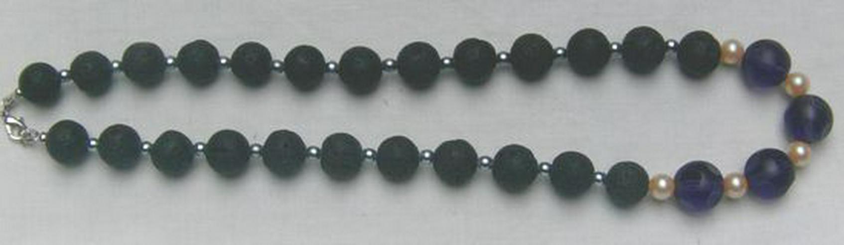 Bild 4: Silberschmuck, Halskette. Lava, Iolith, Lava, Zuchtperle