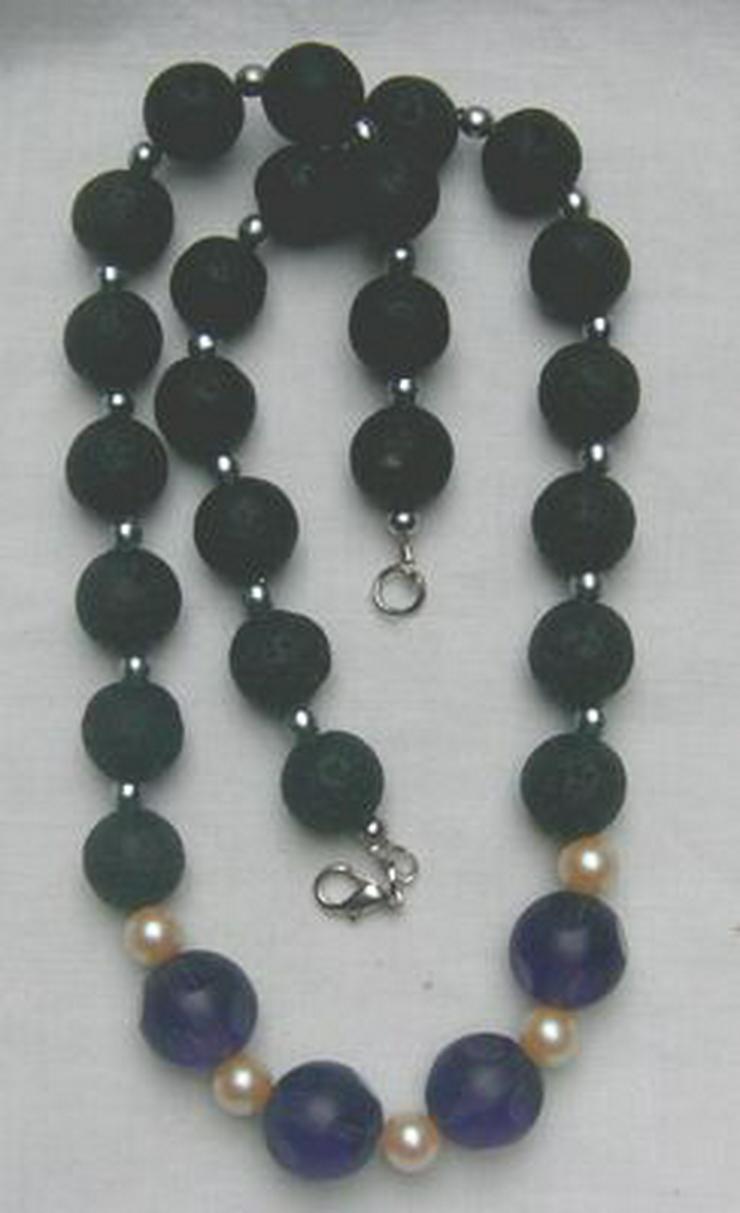 Bild 6: Silberschmuck, Halskette. Lava, Iolith, Lava, Zuchtperle